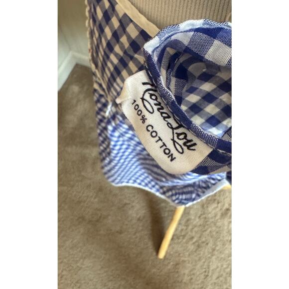 Vintage Nana Lou Gingham Apron Floral Cottagecore Country Prairie Full Apron - Picture 6 of 8